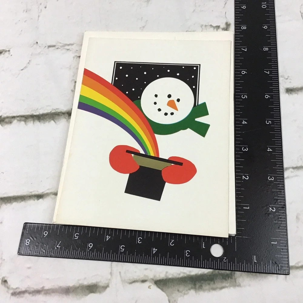 Vintage Holiday Christmas Cards Assorted Lot Of 5 Snowmen Sled Holly Berries